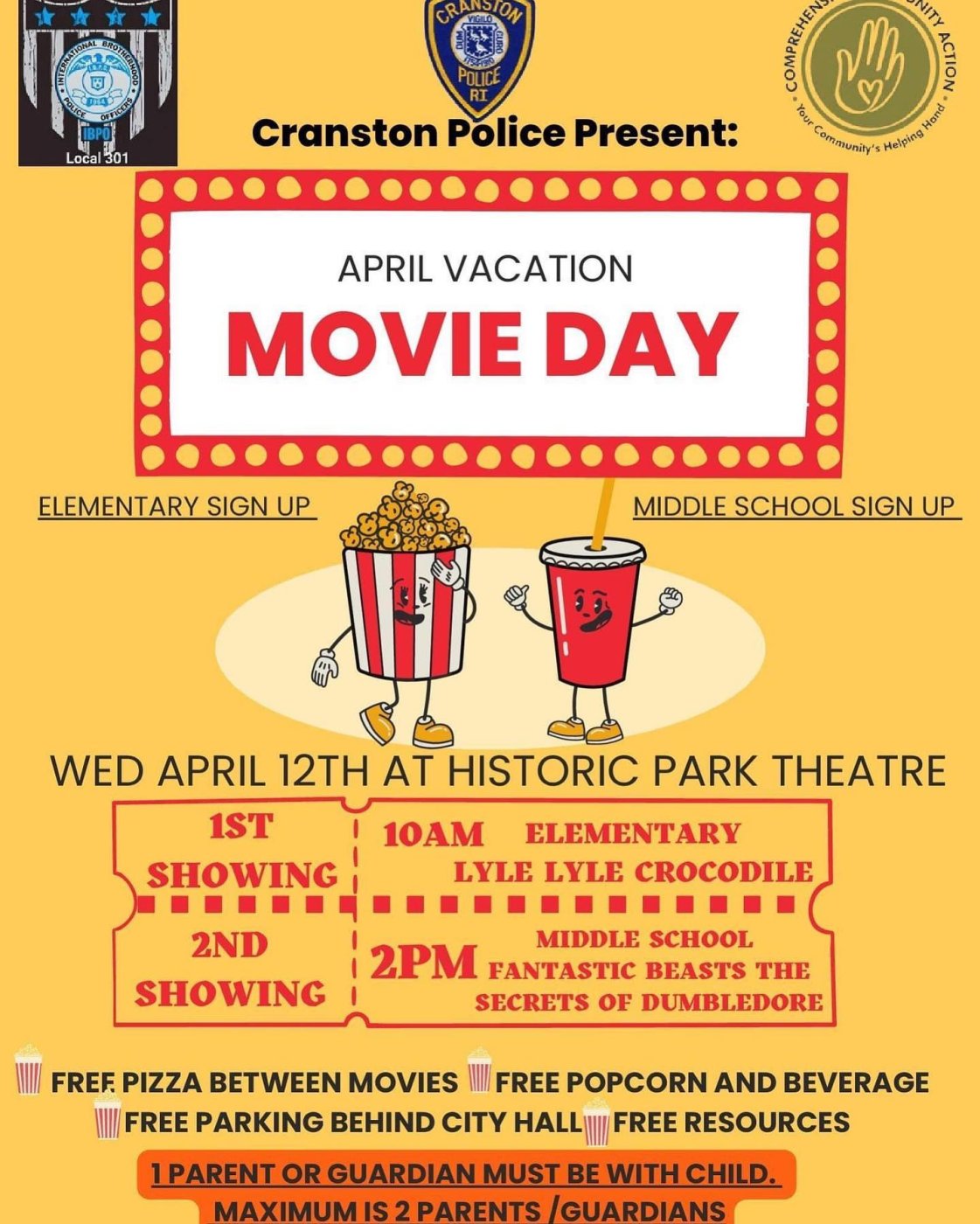 Mayor, Cranston PD Present April Vacation Movie Day